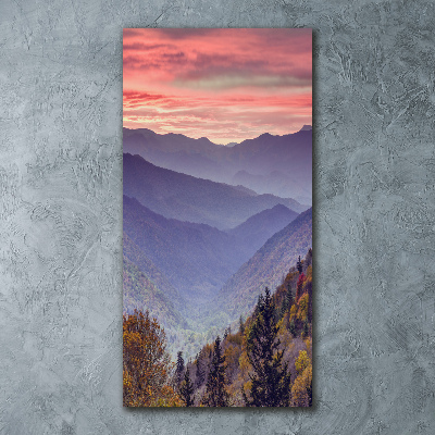 Acrylbild vertikal Nebel über den Bergen