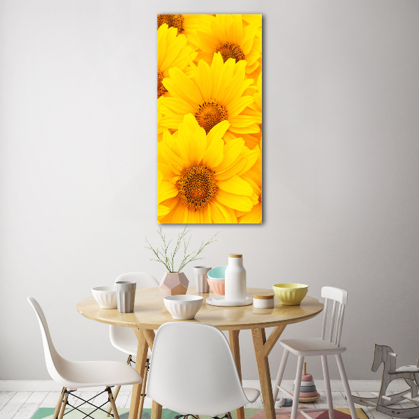 Modernes Acrylbild vertikal Sonnenblumen