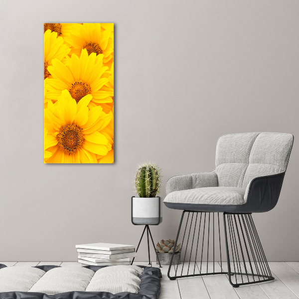 Modernes Acrylbild vertikal Sonnenblumen