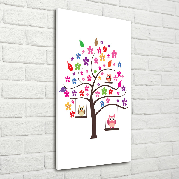 Plexiglasbilder vertikal Eulen auf Schaukeln