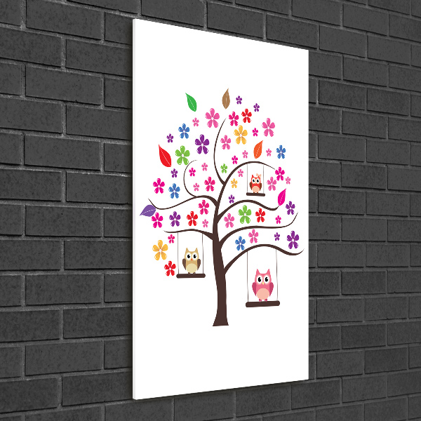 Plexiglasbilder vertikal Eulen auf Schaukeln