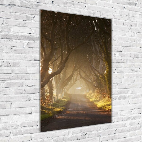 Modernes Acrylbild vertikal Pfad im Wald