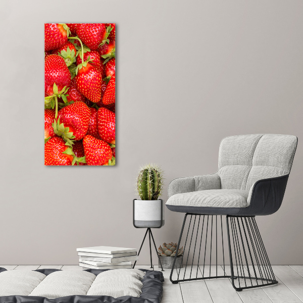 Acrylbild vertikal Erdbeeren