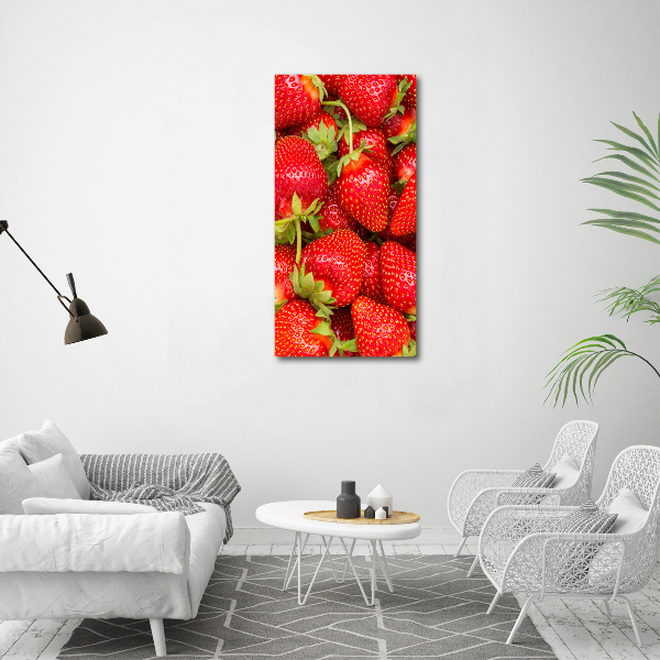 Acrylbild vertikal Erdbeeren