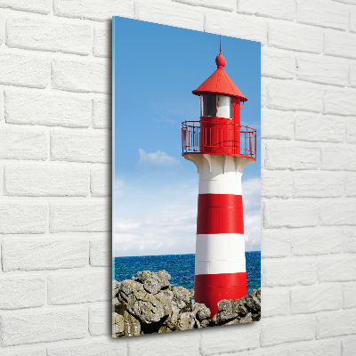 Modernes Acrylbild vertikal Leuchtturm