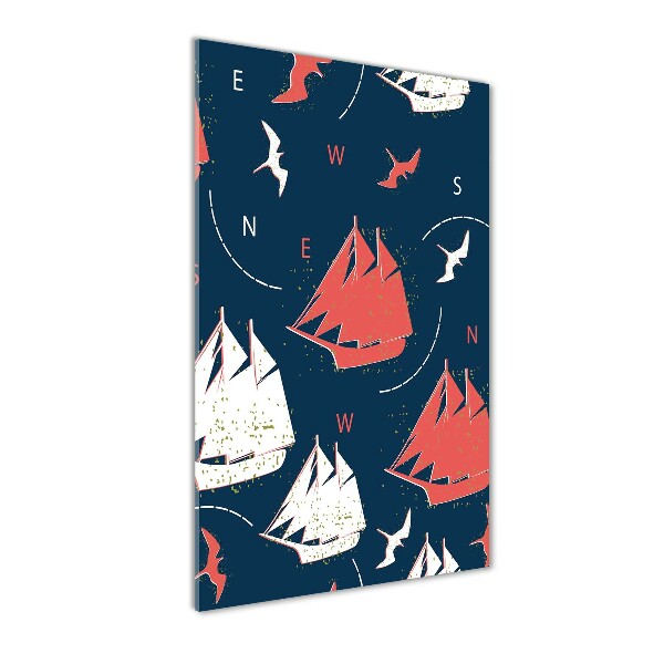 Modernes Acrylbild vertikal Schiffe Seevögel