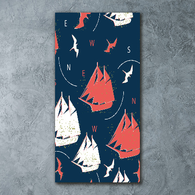 Modernes Acrylbild vertikal Schiffe Seevögel