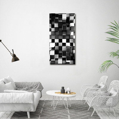 Acrylbild vertikal Würfelabstraktion