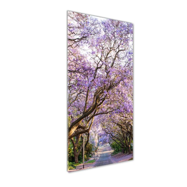 Modernes Acrylbild vertikal Jacaranda-Pfad