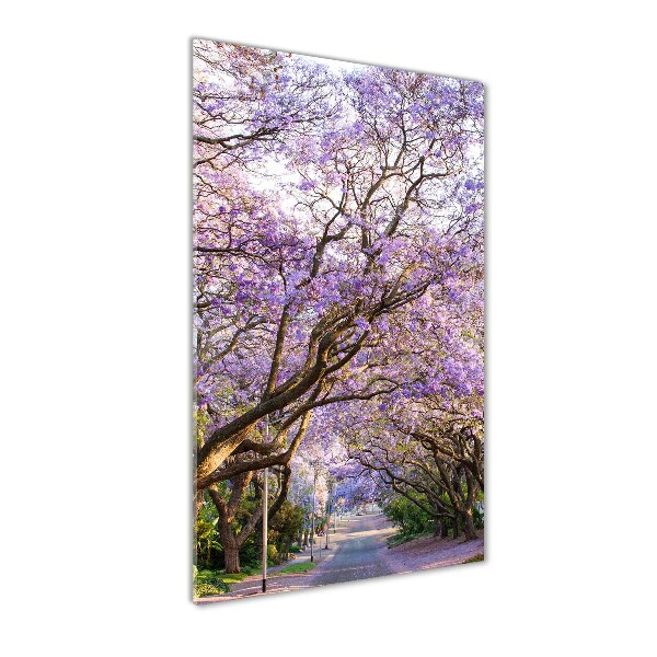 Modernes Acrylbild vertikal Jacaranda-Pfad