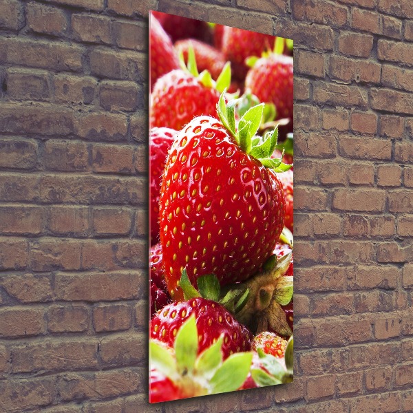 Modernes Acrylbild vertikal Erdbeeren