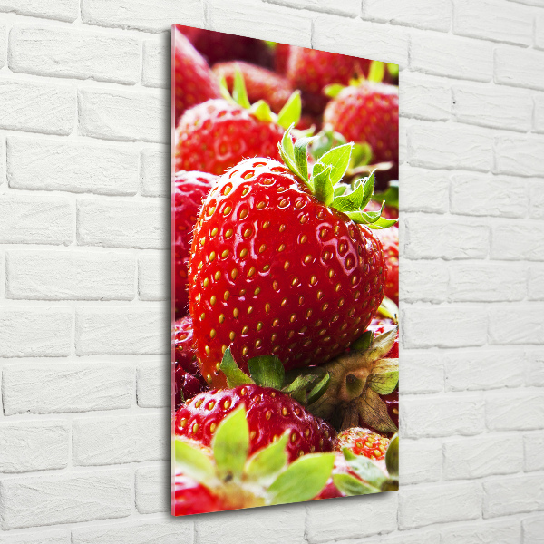 Modernes Acrylbild vertikal Erdbeeren