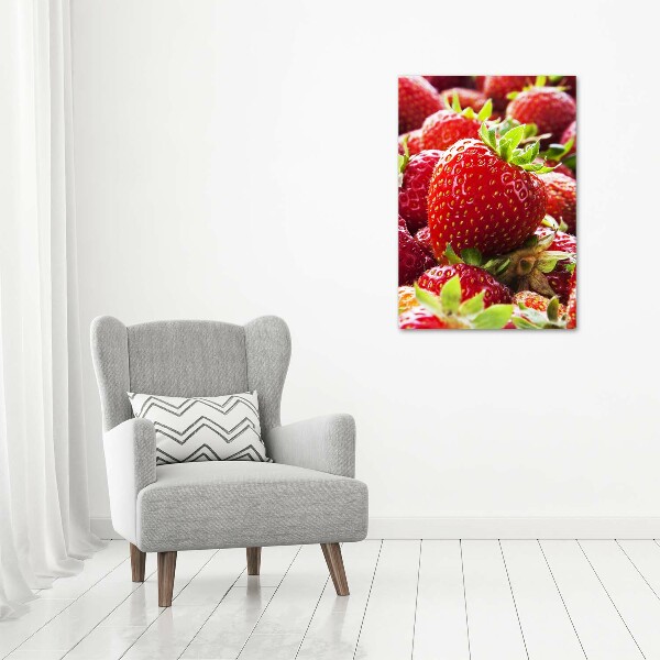 Modernes Acrylbild vertikal Erdbeeren