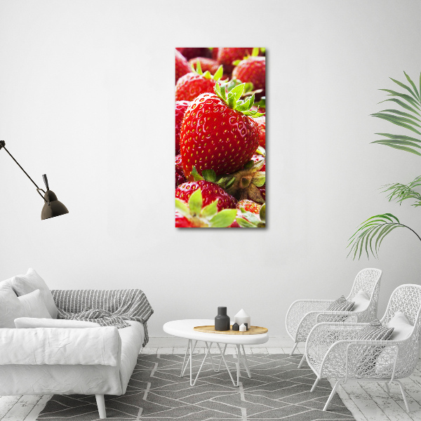 Modernes Acrylbild vertikal Erdbeeren