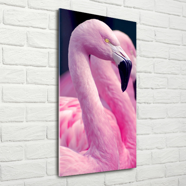 Modernes Acrylbild vertikal Flamingos