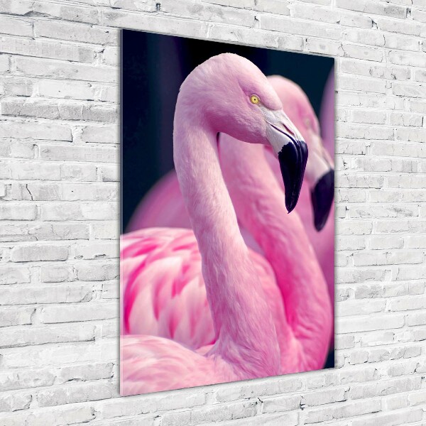 Modernes Acrylbild vertikal Flamingos