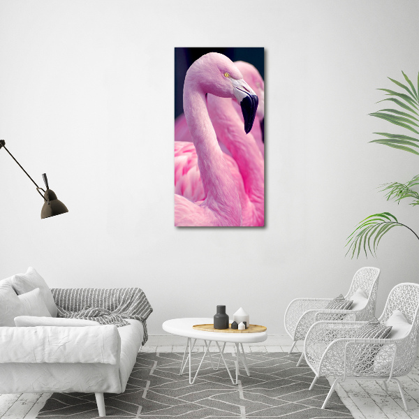 Modernes Acrylbild vertikal Flamingos