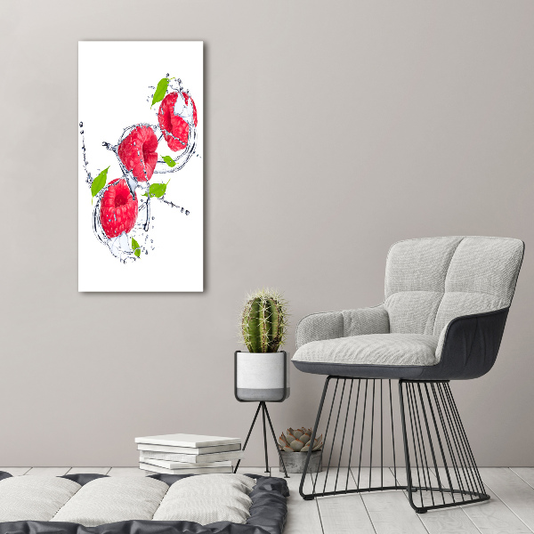 Modernes Acrylbild vertikal Himbeeren