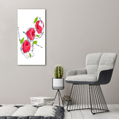 Modernes Acrylbild vertikal Himbeeren