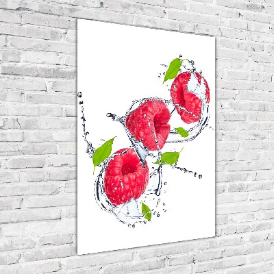Modernes Acrylbild vertikal Himbeeren