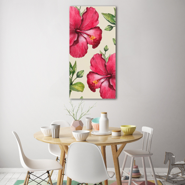 Modernes Acrylbild vertikal Hawaiianische Blumen