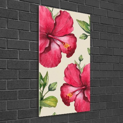 Modernes Acrylbild vertikal Hawaiianische Blumen