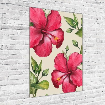 Modernes Acrylbild vertikal Hawaiianische Blumen