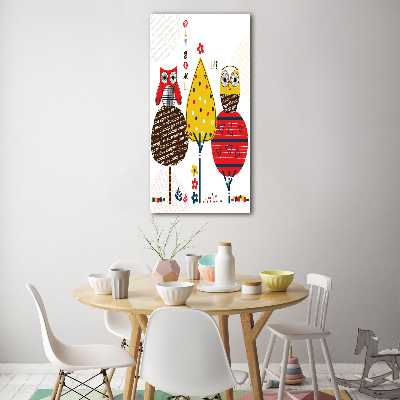 Bild auf Acrylglas vertikal Eulen in den Bäumen