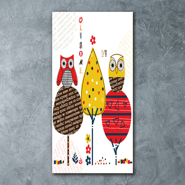 Bild auf Acrylglas vertikal Eulen in den Bäumen