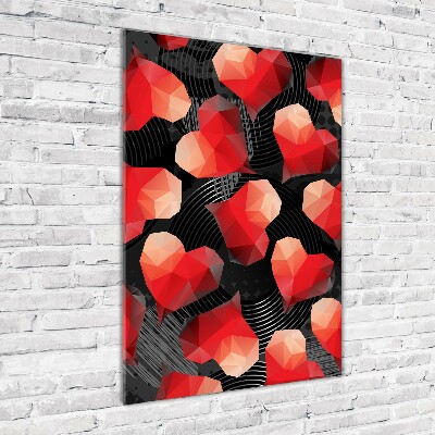Modernes Acrylbild vertikal Geometrische Herzen