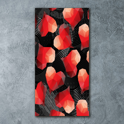 Modernes Acrylbild vertikal Geometrische Herzen