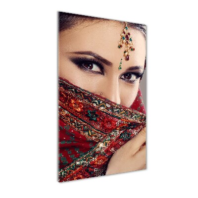 Modernes Acrylbild vertikal Indische Frau