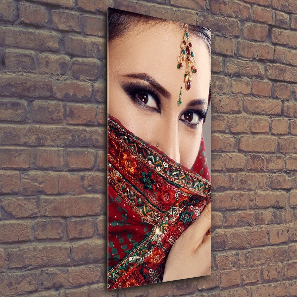 Modernes Acrylbild vertikal Indische Frau