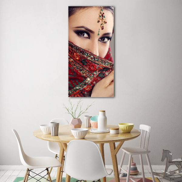 Modernes Acrylbild vertikal Indische Frau