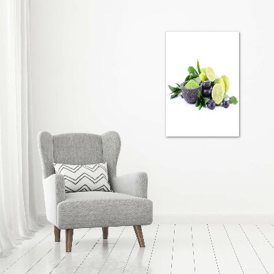 Bild auf Acrylglas vertikal Zitrusfrüchte und Steine