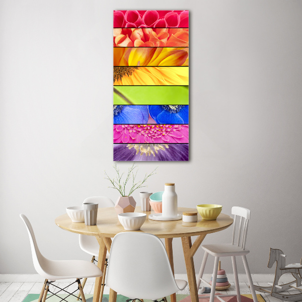 Modernes Acrylbild vertikal Bunte Blumen