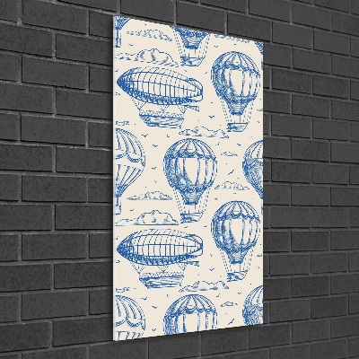 Modernes Acrylbild vertikal Luftschiffe und Ballons