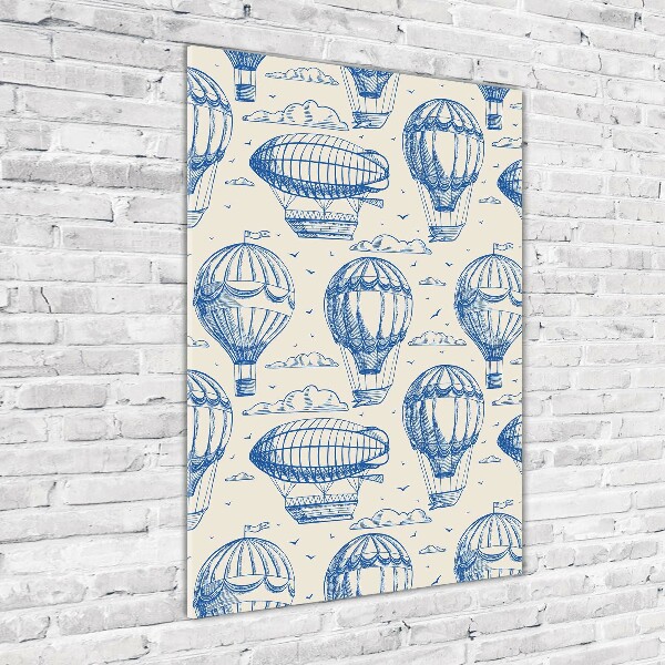 Modernes Acrylbild vertikal Luftschiffe und Ballons