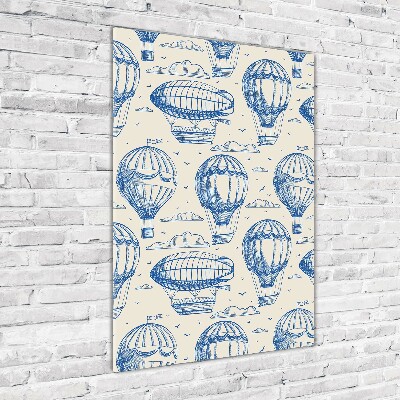 Modernes Acrylbild vertikal Luftschiffe und Ballons