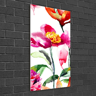 Modernes Acrylbild vertikal Wildblumen