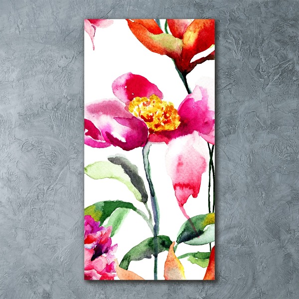 Modernes Acrylbild vertikal Wildblumen