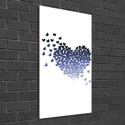 Acrylbild vertikal Herz aus Schmetterlingen