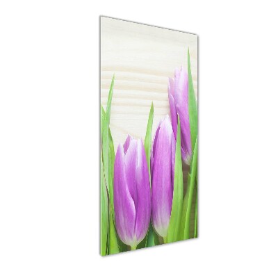 Bild auf Acrylglas vertikal Lila Tulpen