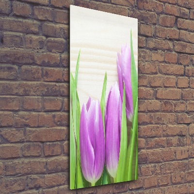 Bild auf Acrylglas vertikal Lila Tulpen