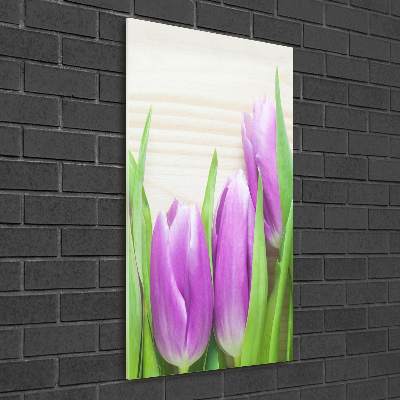 Bild auf Acrylglas vertikal Lila Tulpen