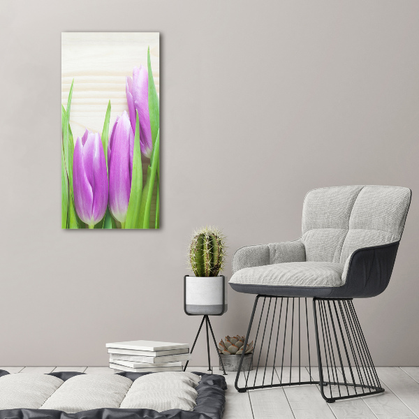 Bild auf Acrylglas vertikal Lila Tulpen