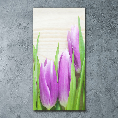 Bild auf Acrylglas vertikal Lila Tulpen