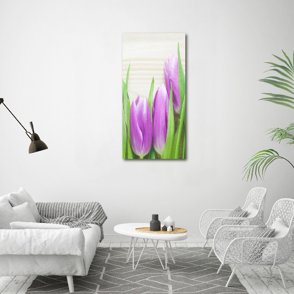 Bild auf Acrylglas vertikal Lila Tulpen