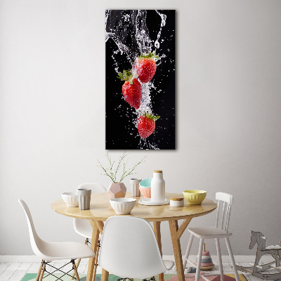 Acrylbild vertikal Erdbeeren