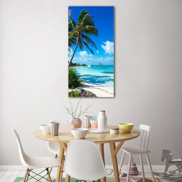 Modernes Acrylbild vertikal Tropischer Strand
